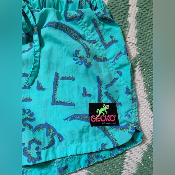 Gecko Hawaii Women's Neon Mint Retro Board Shorts sz small - Picture 2 of 5